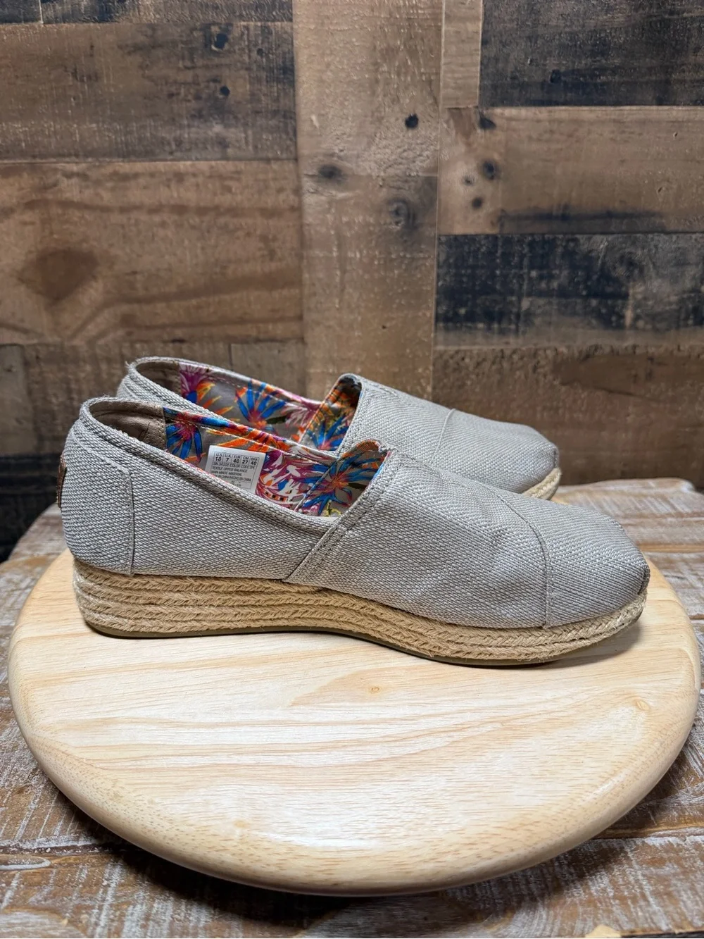 BOBS by Skechers Memory Foam Espadrille Slip-On Shoes Women’s Size 10 Taupe